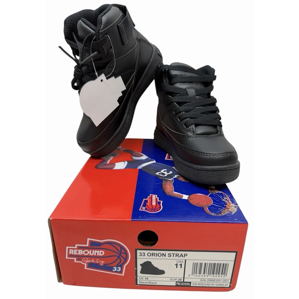 PATRICK EWING ATHLETICS KIDS PRE-SCHOOL 33 HI‎ REBOUND Black 2RBE001-001 Sz-11